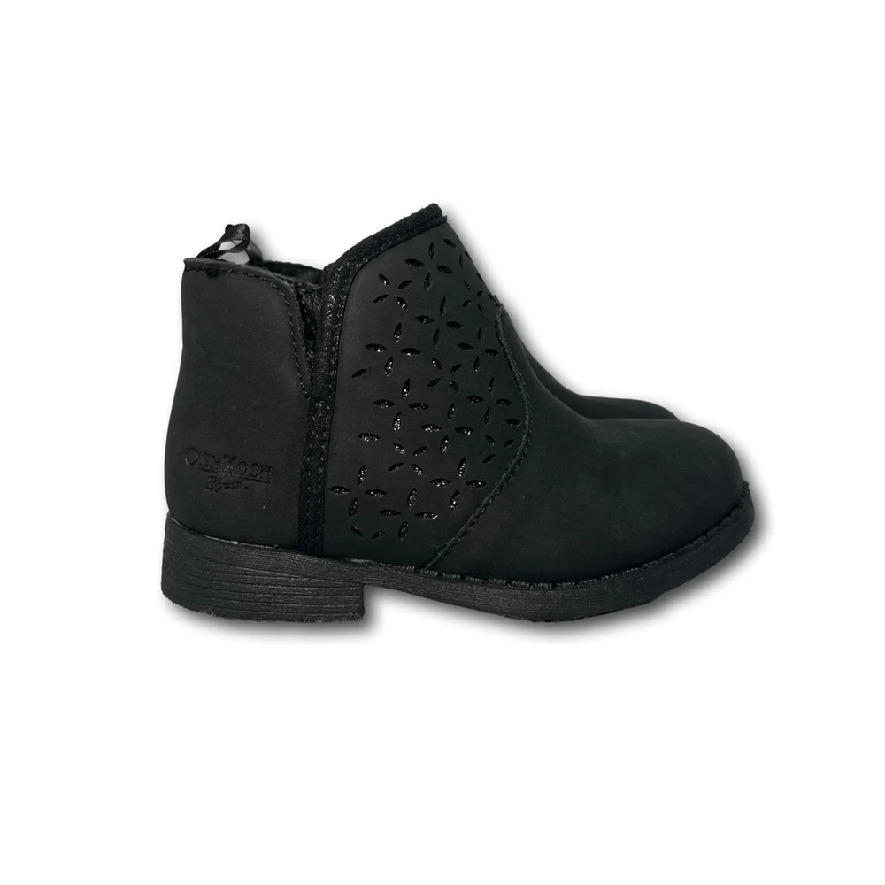 OshKosh B’Gosh Estell Toddler Girl Fashion Boots Size 8M Side Zip Black Color